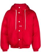Msgm Hooded Padded Jacket - Red