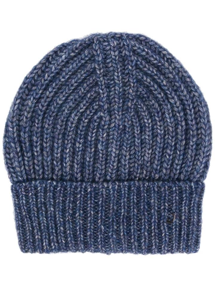 Jacob Cohen Ribbed Beanie - Blue