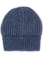 Jacob Cohen Ribbed Beanie - Blue