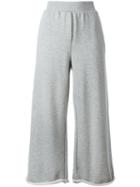 T By Alexander Wang - Cropped Track Pants - Women - Cotton/polyester/modal - M, Grey, Cotton/polyester/modal