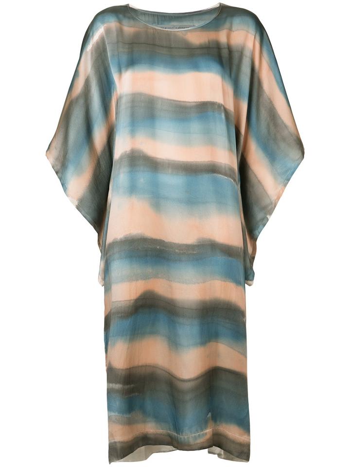 Raquel Allegra - Striped Dress - Women - Silk - 0, Blue, Silk