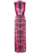 Just Cavalli Animal Print Evening Gown - Pink & Purple