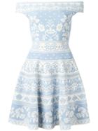 Alexander Mcqueen Floral Jacquard Mini Dress, Women's, Size: Small, Blue, Viscose/polyester/polyamide/spandex/elastane