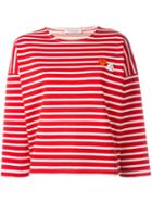 Vivetta Striped Embroidered Heart Jumper, Women's, Size: 38, Red, Cotton
