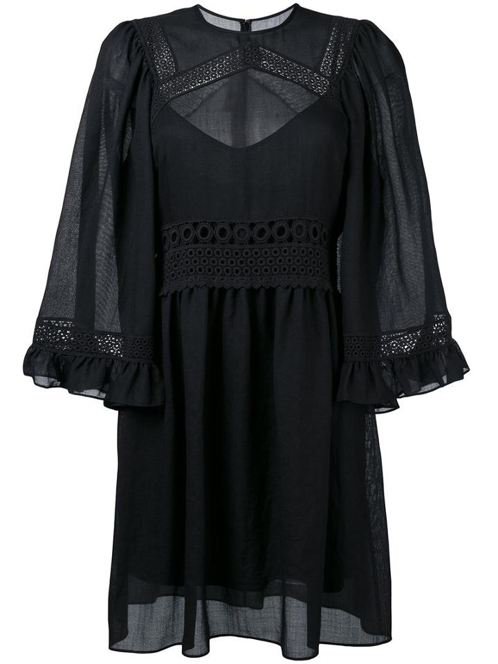 Mcq Alexander Mcqueen Crochet Detailed Dress, Women's, Size: 42, Black, Cotton/polyester/spandex/elastane