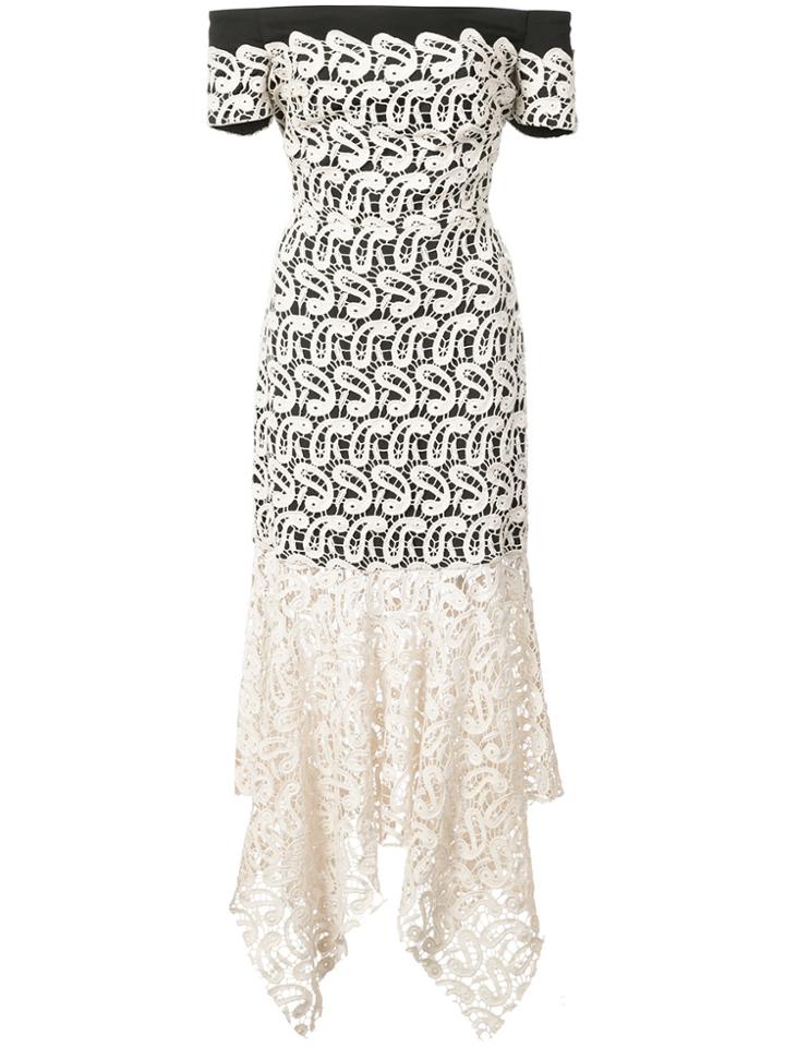 Nicole Miller Lace Layered Strapless Dress - White