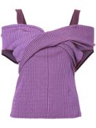 Irene Ribbed Knit Cold Shoulder Top - Pink & Purple