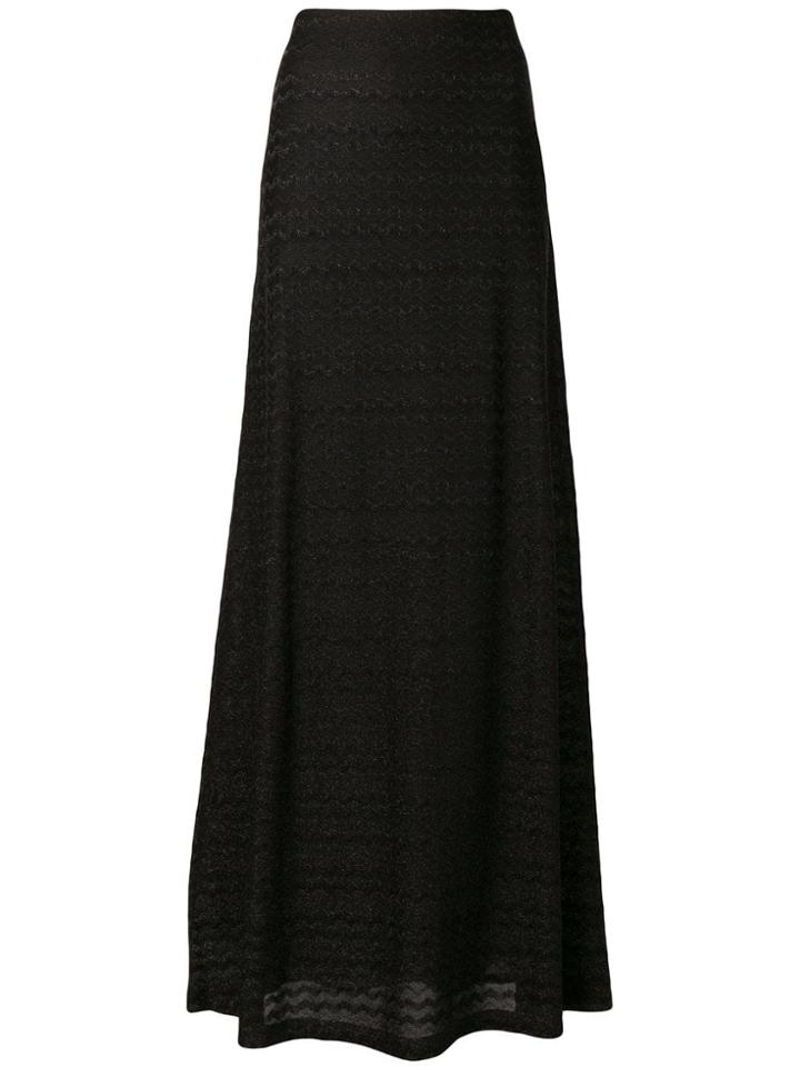 M Missoni Metallic Flared Maxi Skirt - Black