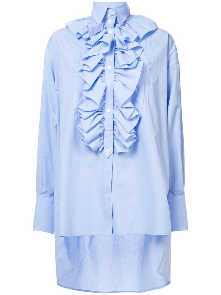 Faith Connexion Oversized Popover Ruffled Shirt - Blue