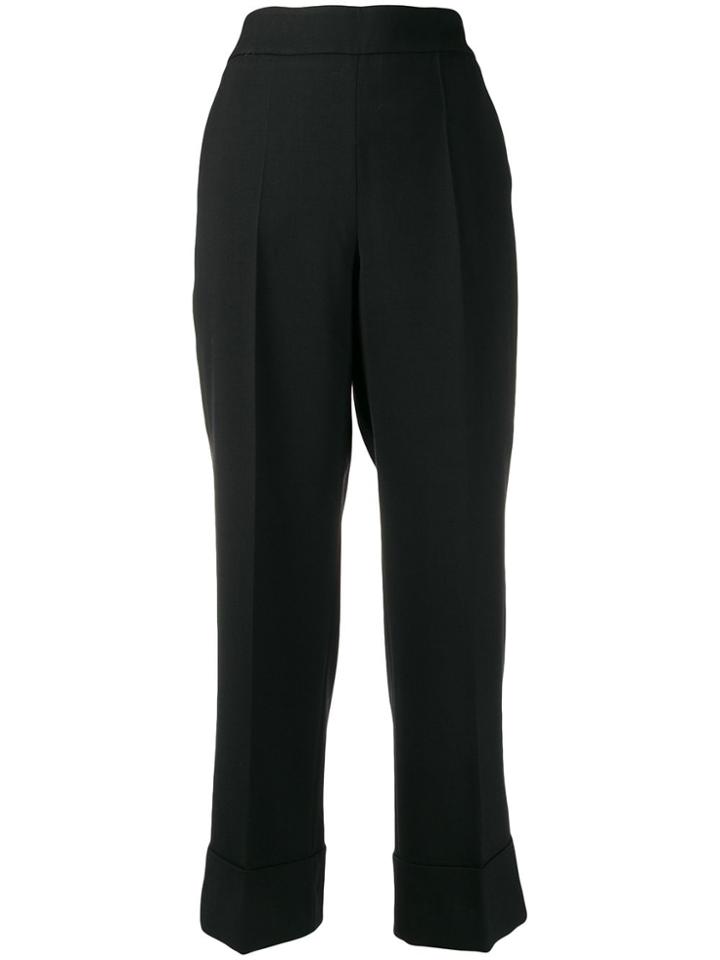 Incotex Cropped Flare Style Trousers - Black