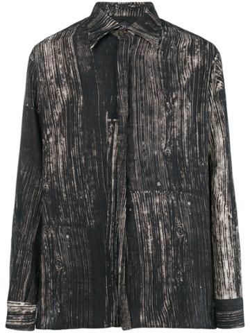 Poan Wood Texture Print Shirt - Black