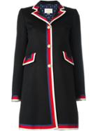 Gucci Sylvie Web Trim Coat, Women's, Size: 42, Black, Wool/silk/viscose/cotton