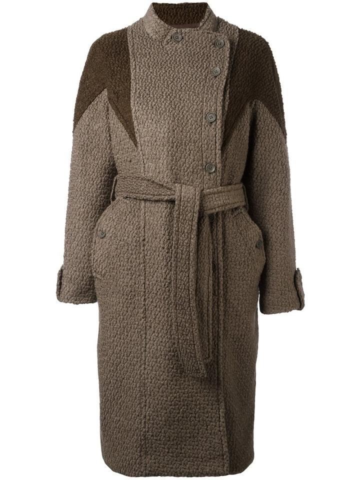Diesel Dislocated Fastening Belted Coat, Women's, Size: Xs, Brown, Wool/polyester/cotton