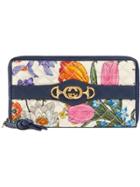 Gucci Floral Zip Around Wallet - Blue