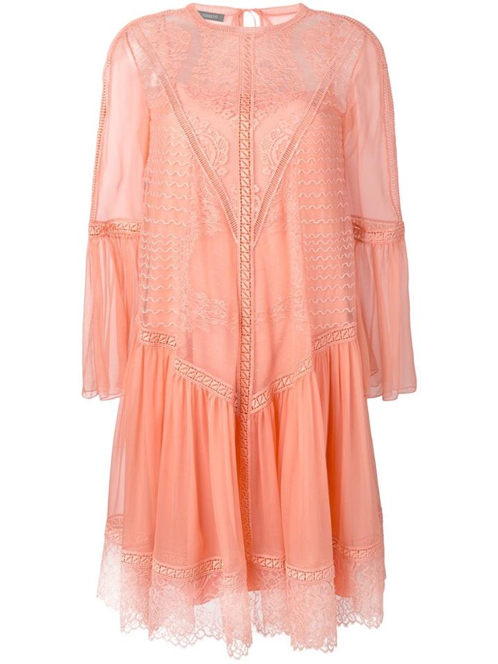 Alberta Ferretti Lace Panel Dress - Orange