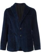 The Gigi Notched Lapels Ribbed Blazer - Blue