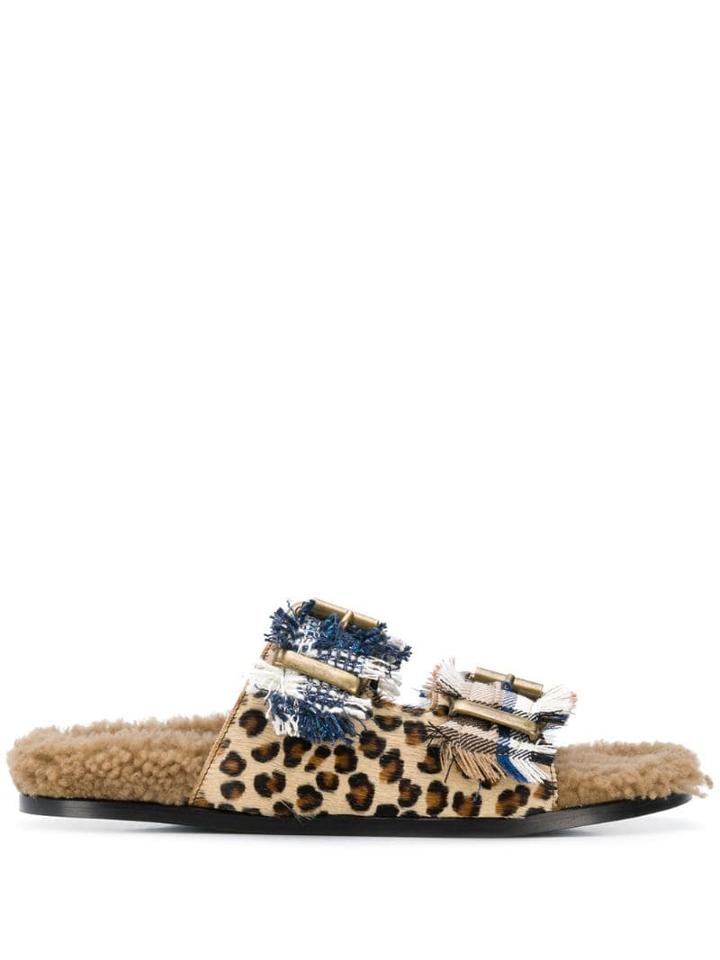 Avec Modération Leopard Print Sandals - Brown