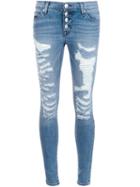 Hudson Distressed Skinny Jeans, Women's, Size: 27, Blue, Cotton/polyurethane