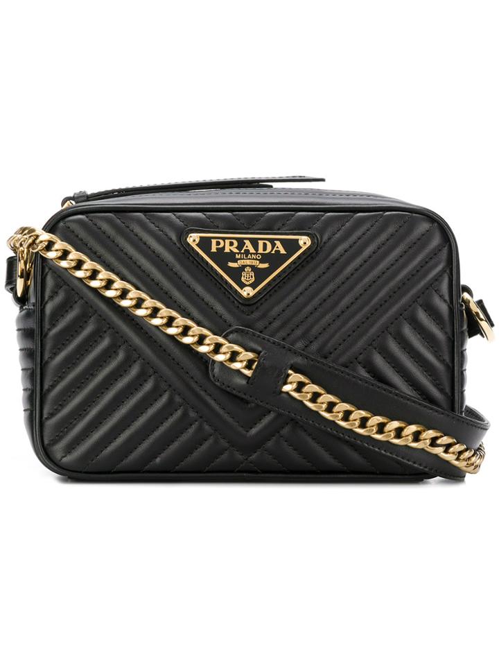 Prada Quilted Logo Cross-body Bag - Black