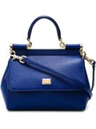 Dolce & Gabbana - Small 'sicily' Tote - Women - Calf Leather - One Size, Women's, Blue, Calf Leather