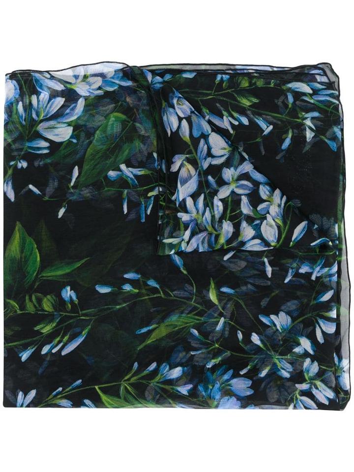 Blumarine Foulard Floral Print Scarf - Black