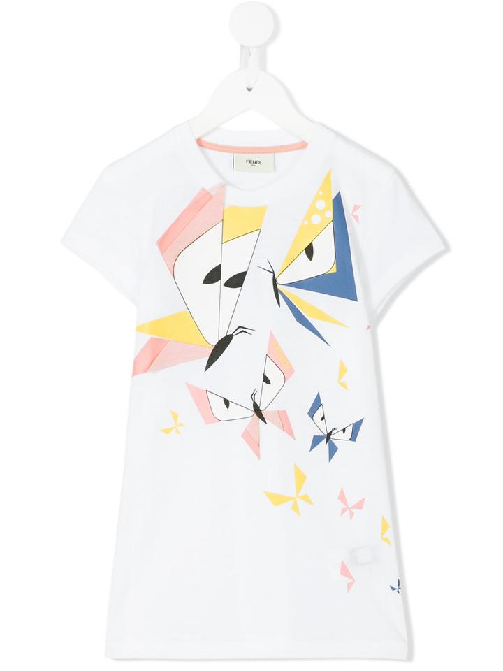 Fendi Kids - Geometric Butterfly Print T-shirt - Kids - Cotton - 4 Yrs, White