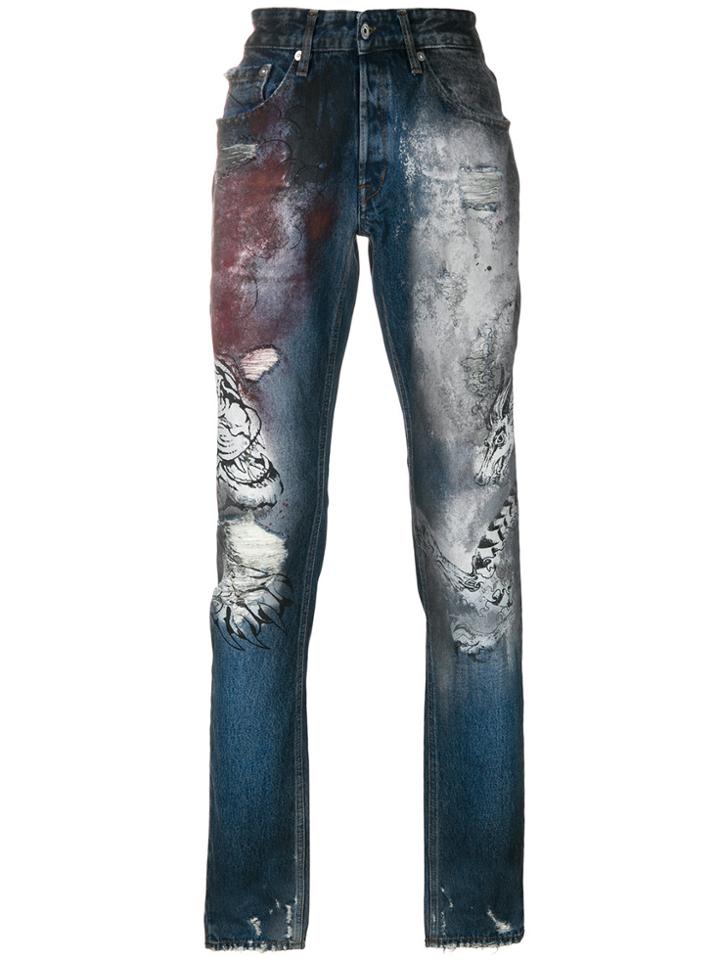Just Cavalli Tiger Print Jeans - Blue