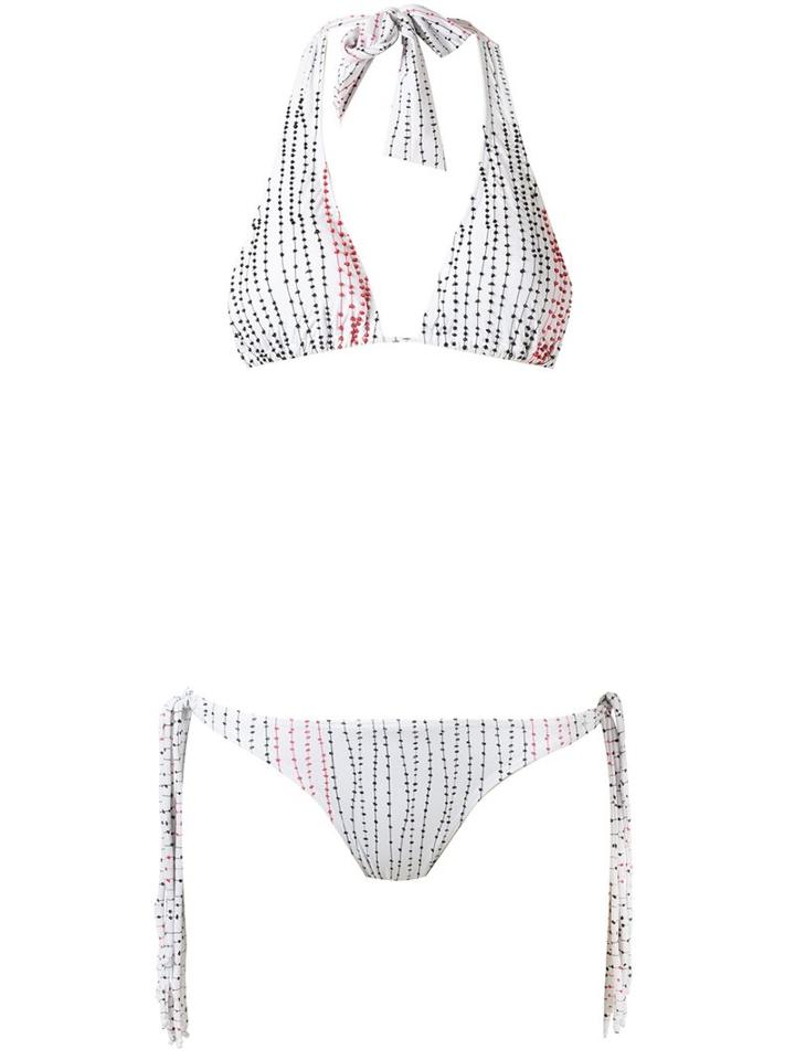 Amir Slama Embroidered Bikini Set, Women's, Size: P, White, Elastodiene