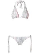 Amir Slama Embroidered Bikini Set, Women's, Size: P, White, Elastodiene