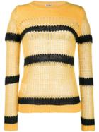 Miu Miu Striped Open-knit Jumper - Yellow