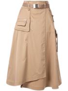 Loveless Belted High-waisted Skirt - Brown