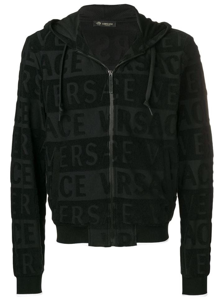 Versace Full-zipped Logo Hoodie - Black