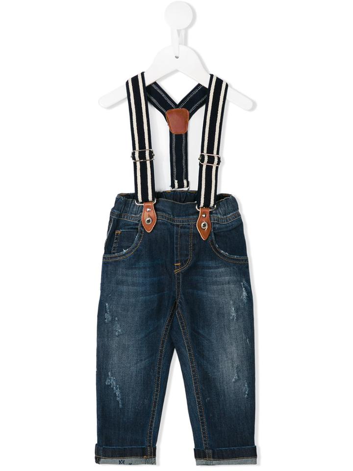 Lapin House - Brace Detail Jeans - Kids - Cotton/spandex/elastane - 12 Mth, Blue