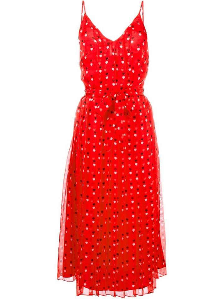 Christopher Kane Heart Print Chiffon Dress, Women's, Size: 8, Red, Silk