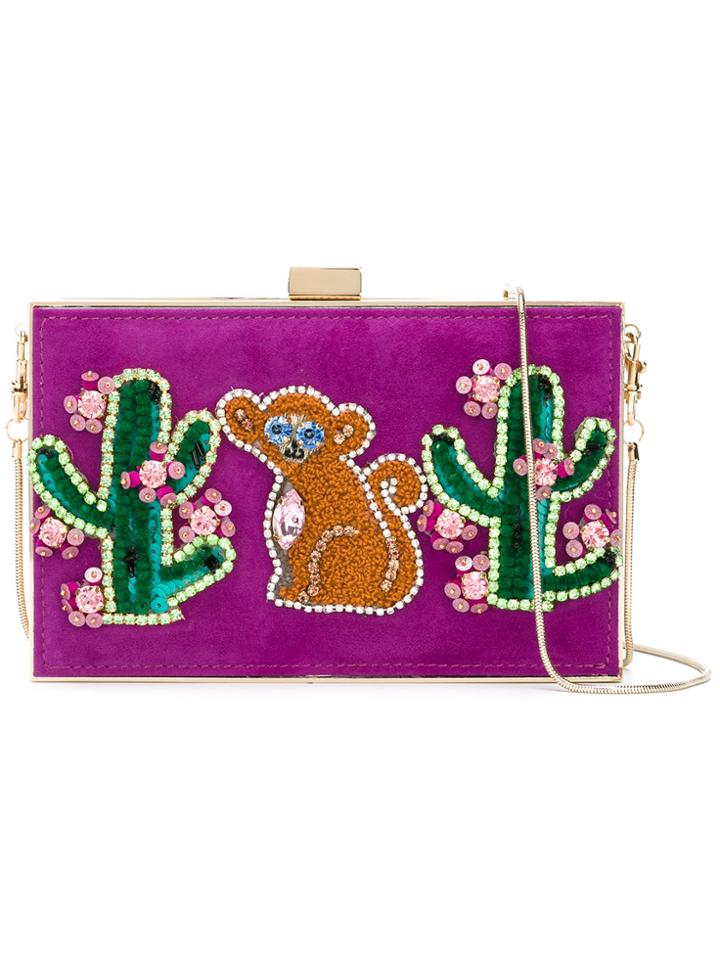 Gedebe Cactus And Monkey Patch Clutch - Pink & Purple