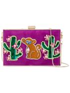 Gedebe Cactus And Monkey Patch Clutch - Pink & Purple