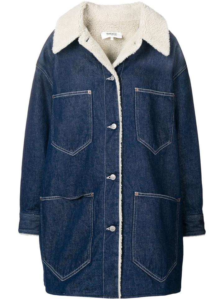 Mm6 Maison Margiela Denim Fitted Coat - Blue