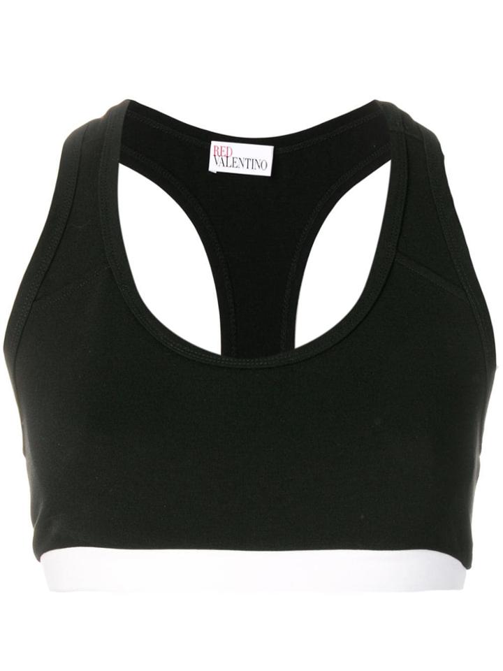 Red Valentino Contrast Trim Sports Bra - Black