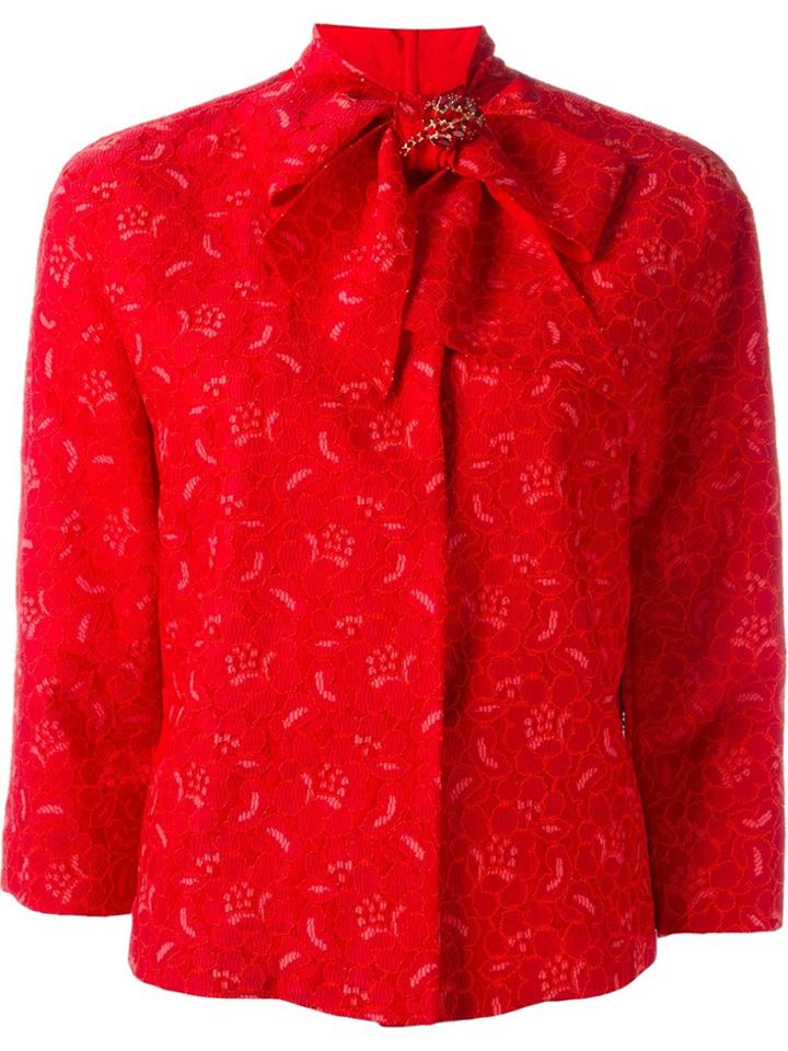 Ermanno Scervino Bow Collar Crop Jacket - Red