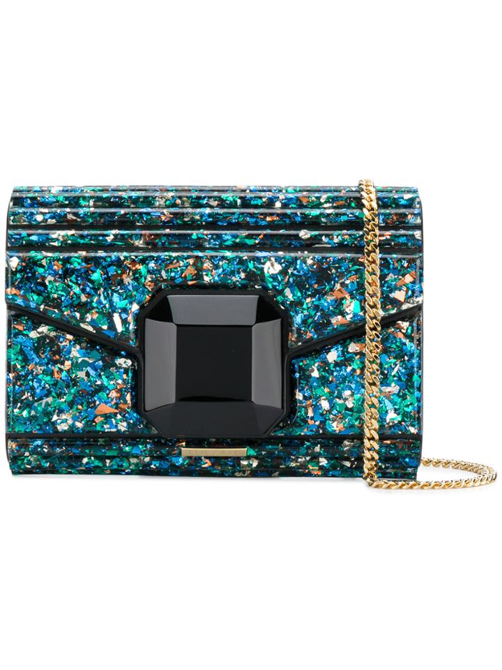 Elie Saab Embellished Ribbed Clutch Bag - Blue