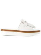 Tod's Double T Fringed Sliders - White