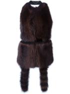 Givenchy Backless Fur Gilet, Women's, Size: 38, Brown, Lamb Skin/racoon Fur/viscose/silk