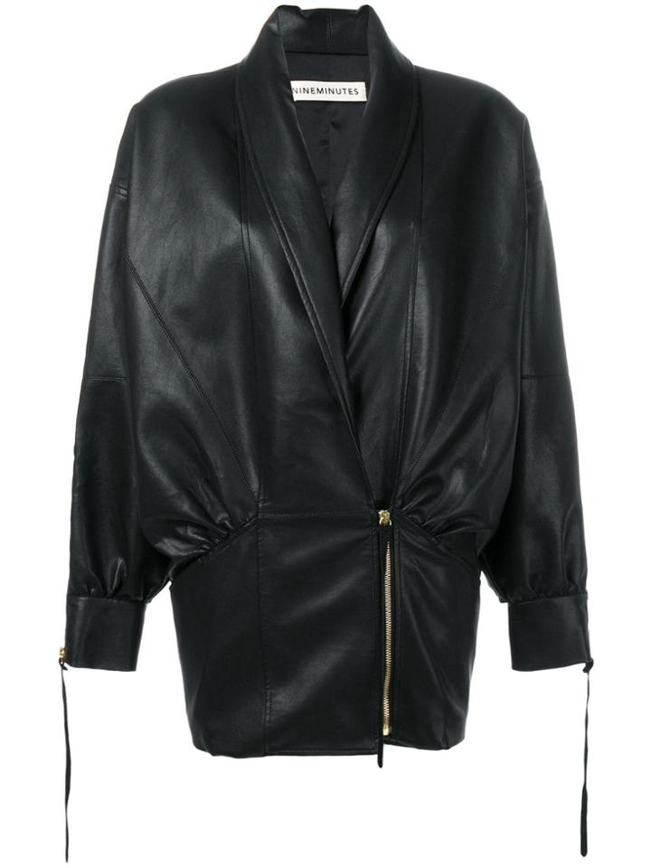 Nineminutes Zipped Slouchy Coat - Black