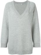 T By Alexander Wang V-neck Jumper, Women's, Size: Large, Grey, Cashmere/wool