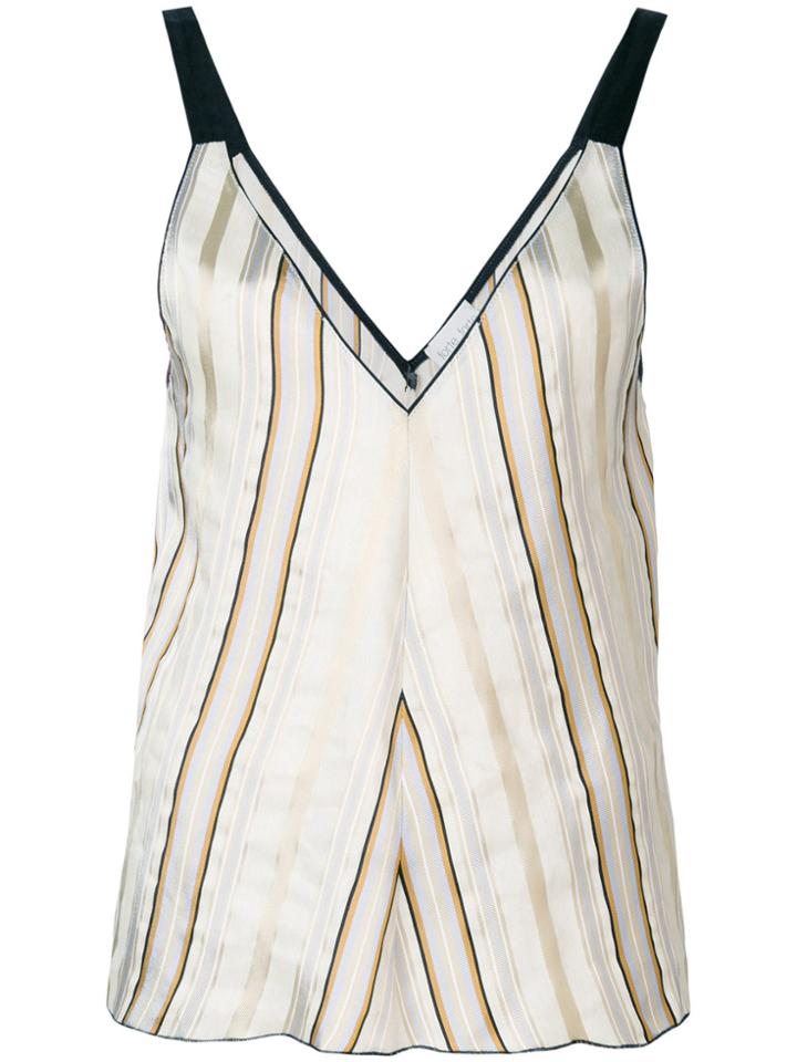 Forte Forte Striped V-neck Top - Nude & Neutrals