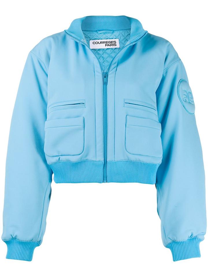 Courrèges Cropped Bomber Jacket - Blue