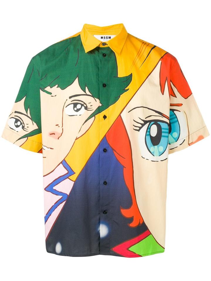 Msgm Anime Print Shortsleeved Shirt - Yellow