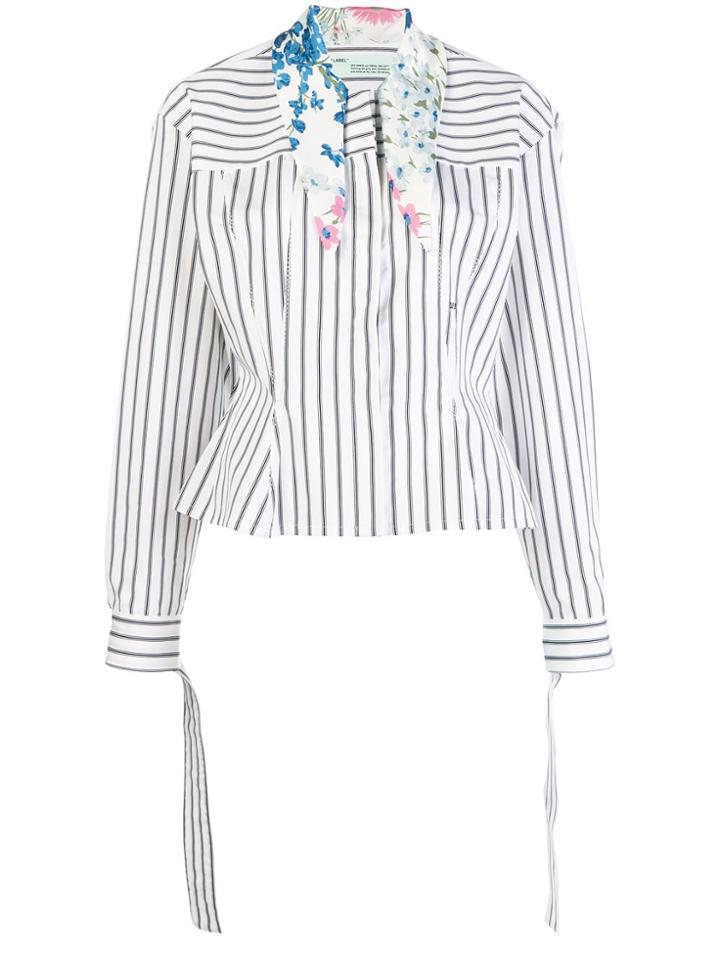 Off-white Scarf Collar Striped Shirt
