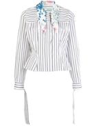 Off-white Scarf Collar Striped Shirt
