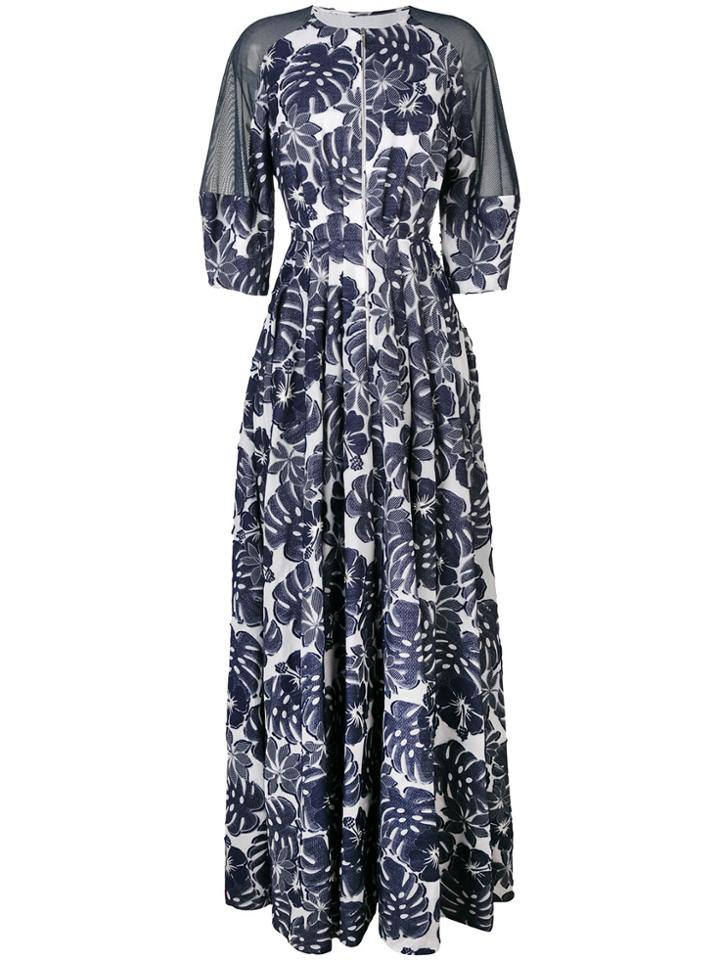 Talbot Runhof Floral Coupé Gown - Blue